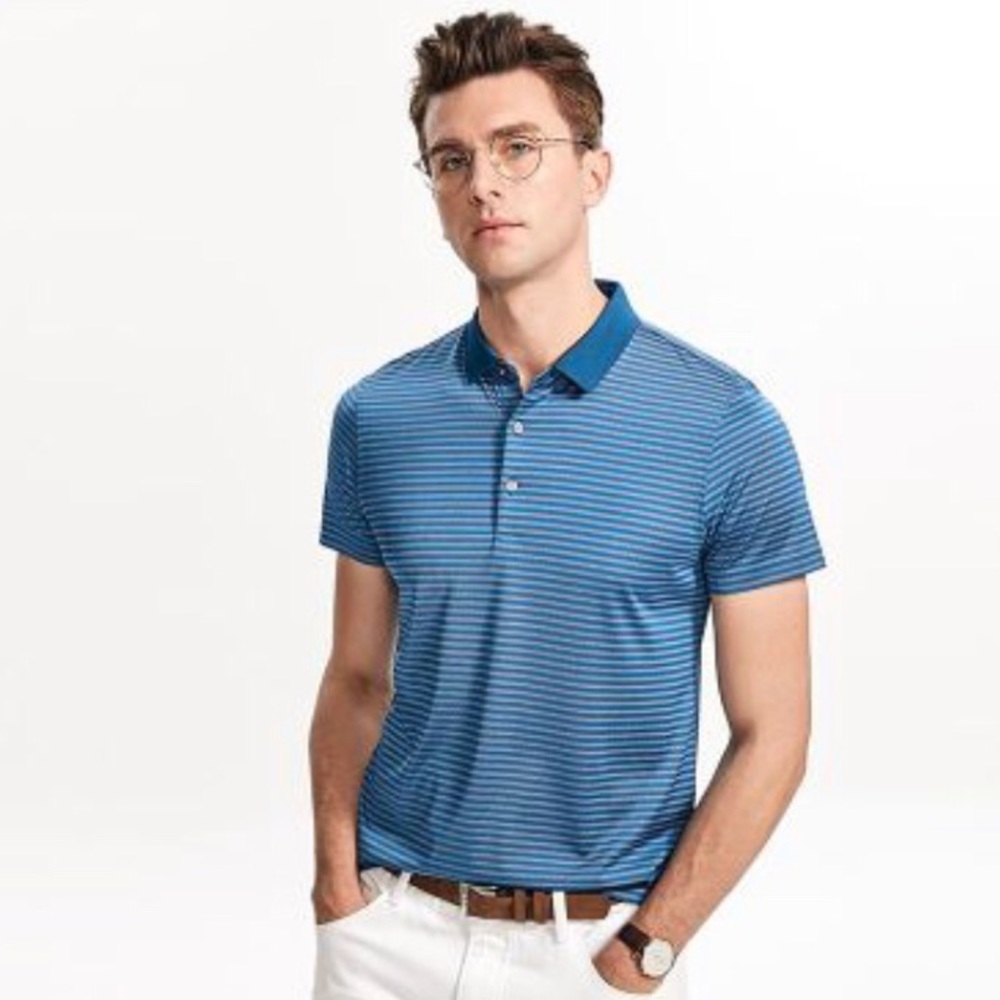 ⭐️ buy 2/get 1 {Peter Millar} Light Blue/Pink Polo